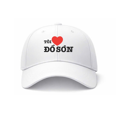Mũ Lưỡi Trai Trắng Thêu Logo Tôi ❤️ Đồ Sơn